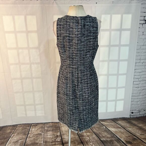 J crew sleeveless tweed sheath dress with fringe accents size 6 - Picture 5 of 10